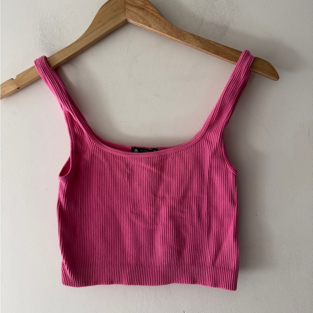 Zara Pink Ribbed Seamless‎ Crop Top